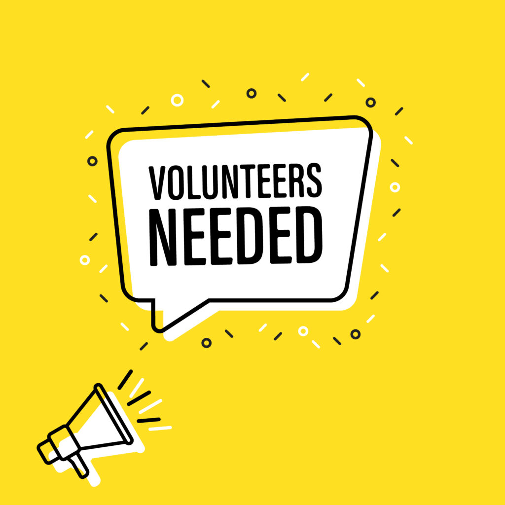 Megaphone with text "Volunteers Needed"